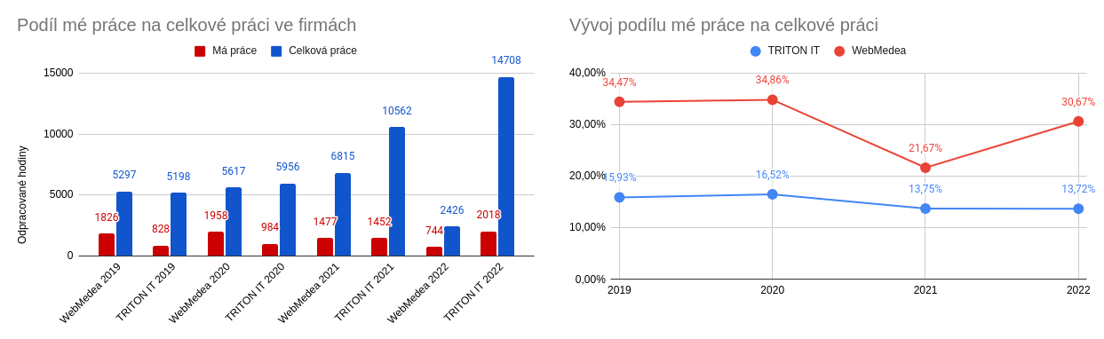 Podíl mé práce na celkové práci v TRITON IT a WebMedea